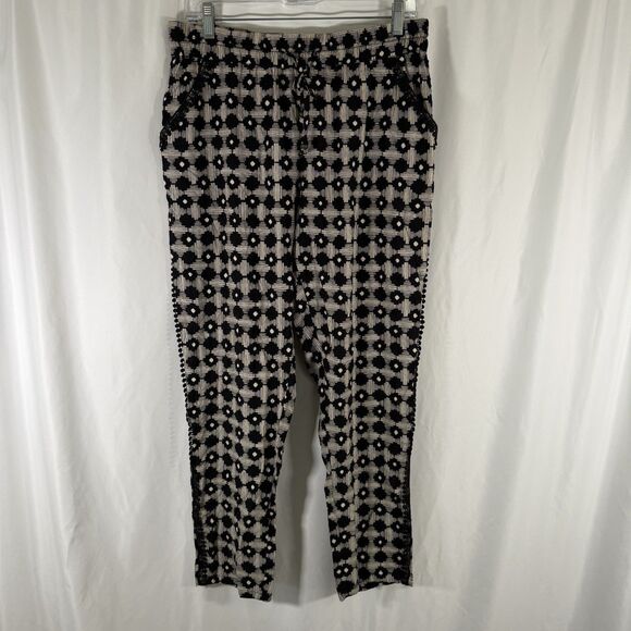 HEI HEI Anthropologie Pants Women's Medium Black Pull On Drawstring Lightweight - Picture 1 of 12